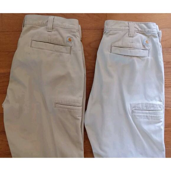 2 Carhartt Pants Men's 36x34 Measured 36x33 Khaki Relaxed 100095-285 Workwear - Picture 2 of 11